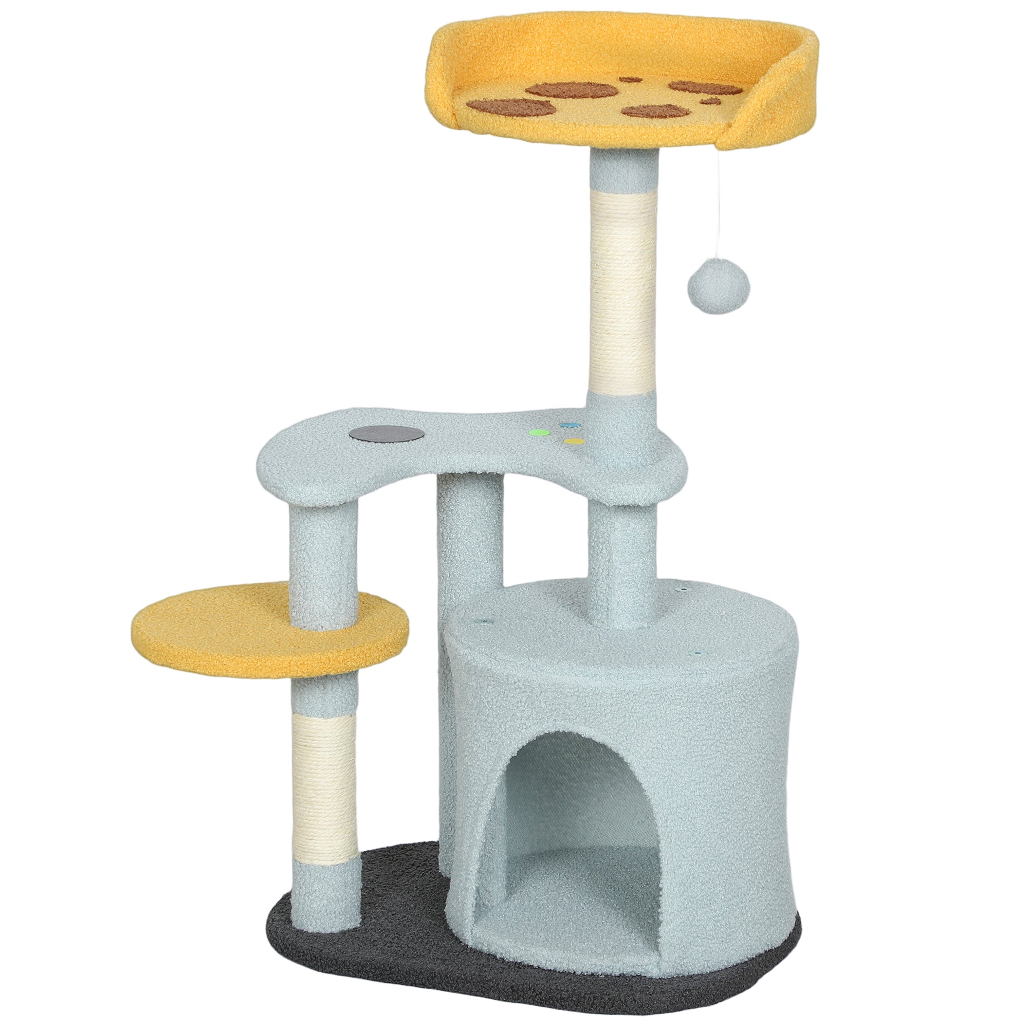 pawhut-arbre-chat-80-cm-avec-niche-perchoir-pizza-et-griffoir-bleu image 2