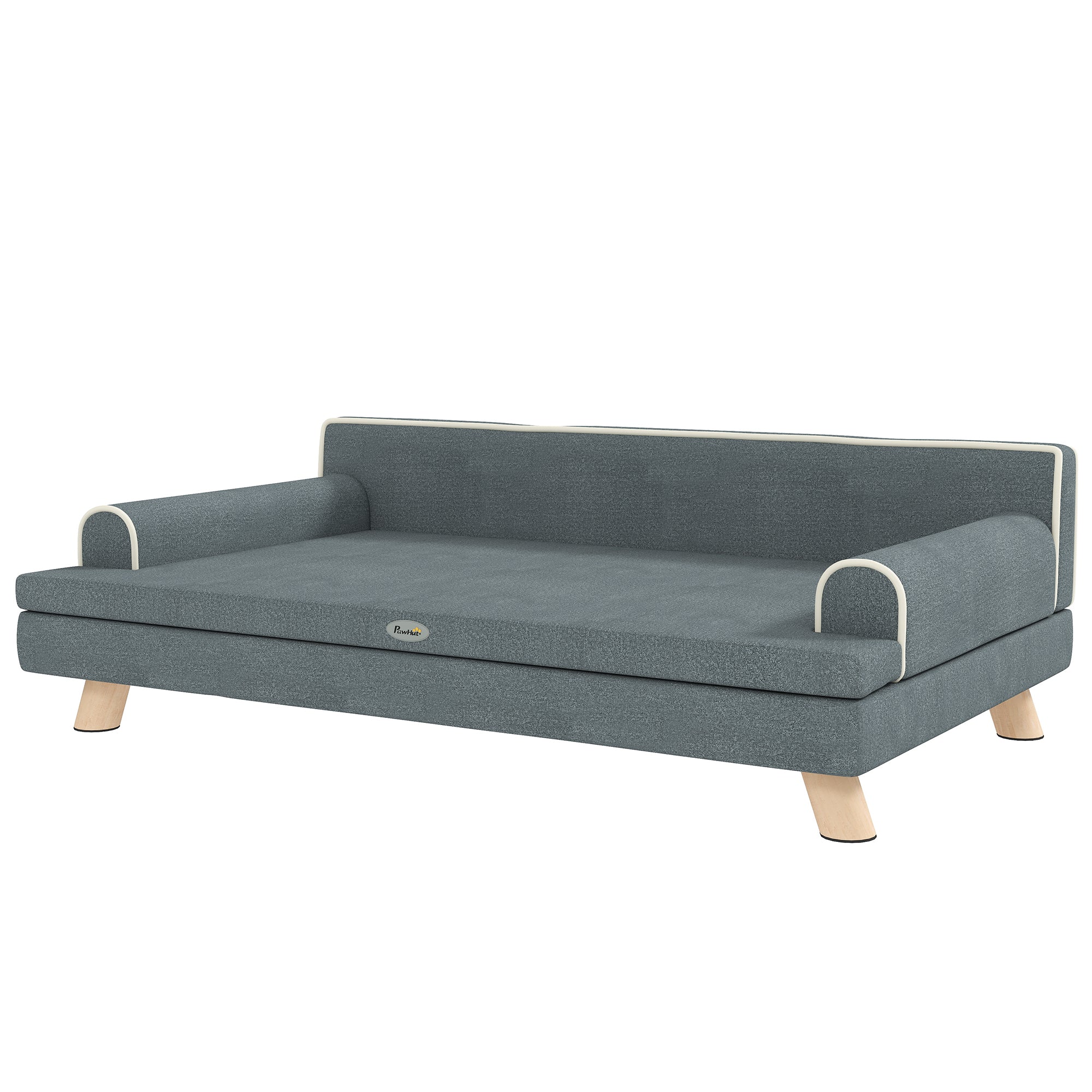 pawhut-canap-sur-lev-pour-chien-moyen-et-grand-avec-coussin-amovible-gris-fonc image 2