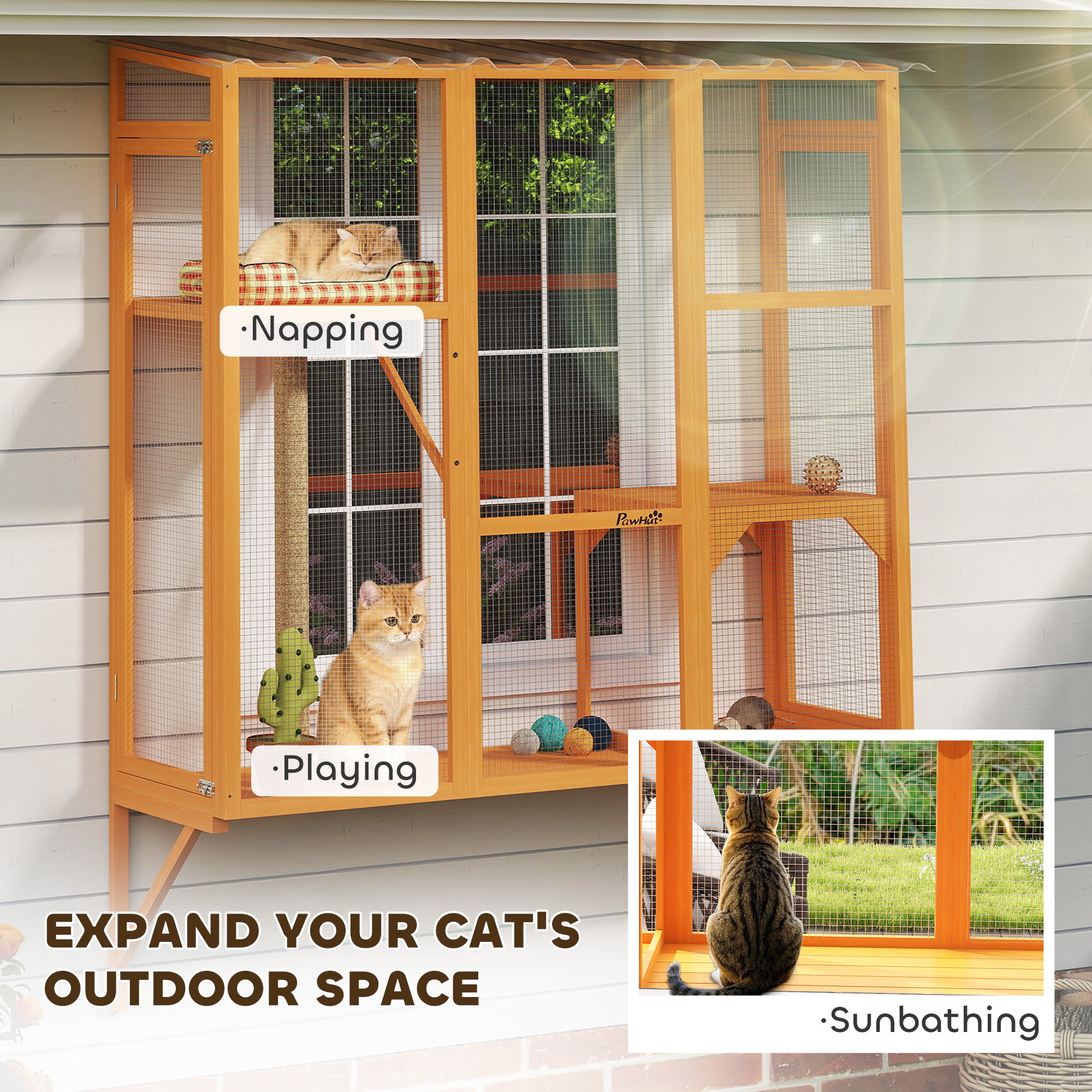 pawhut-arbre-chat-mural-fen-tre-orange-155-cm-pour-2-3-chats image 7