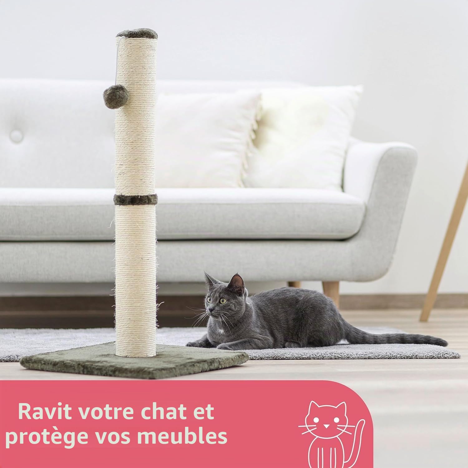kerbl-opal-maxi-tube-gratter-pour-chat-78-cm-avec-balle-de-jeu image 7