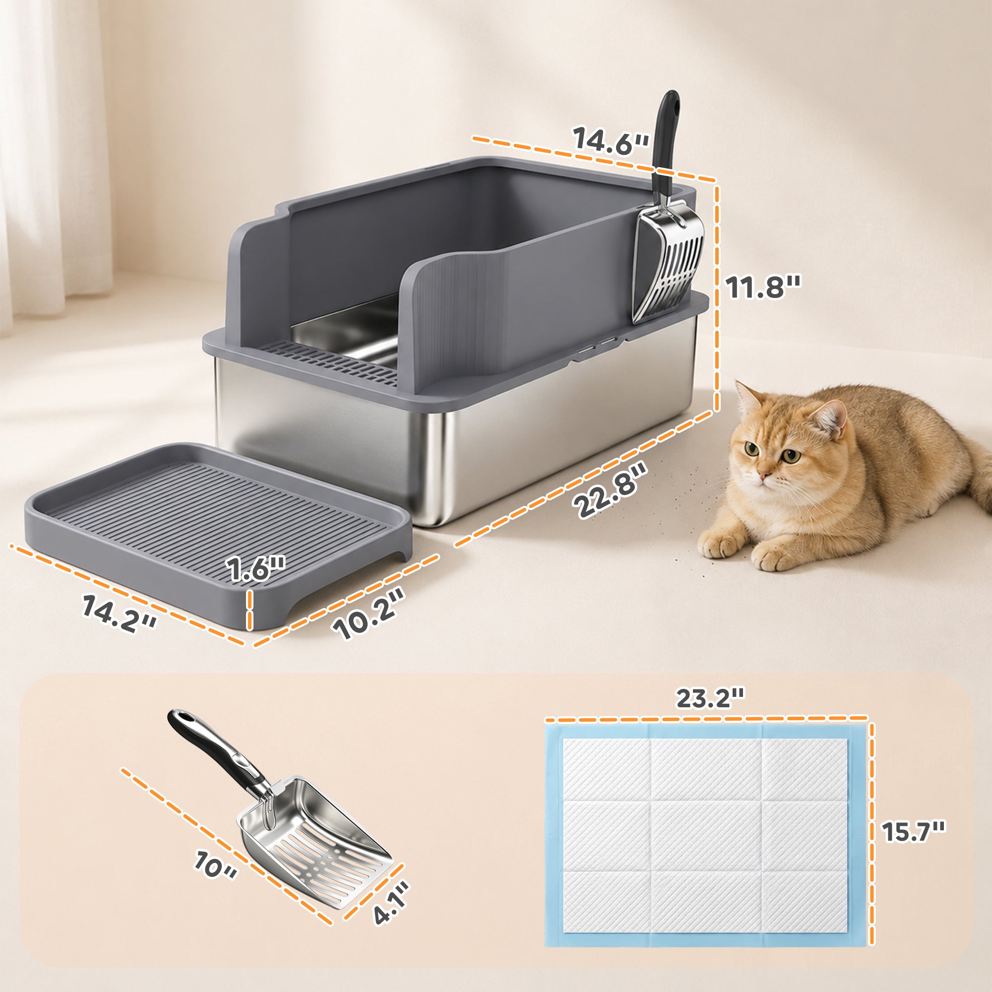 pawhut-bac-liti-re-tamisant-inox-pour-granul-s-de-pin-22-8-x-14-6-x-11-8 image 5
