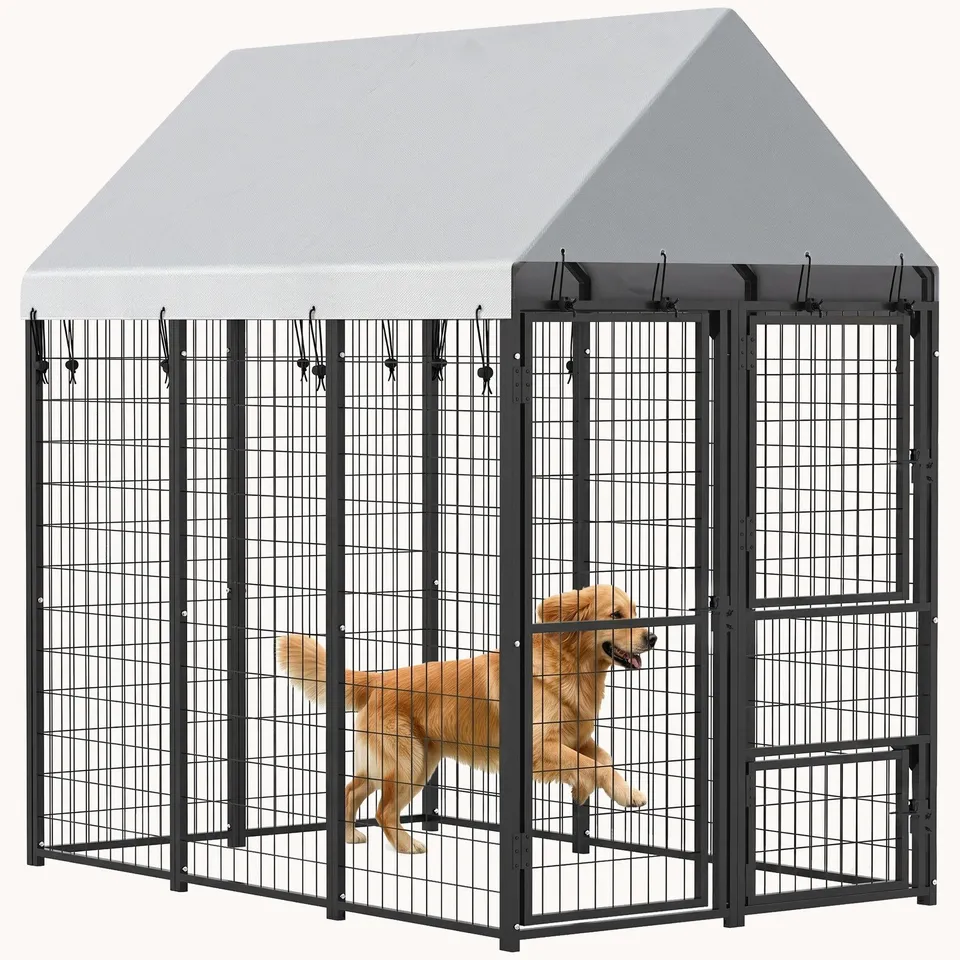 pawhut-chenil-ext-rieur-extensible-avec-toit-6-x-4-x-6-3-portes-et-verrou image 1