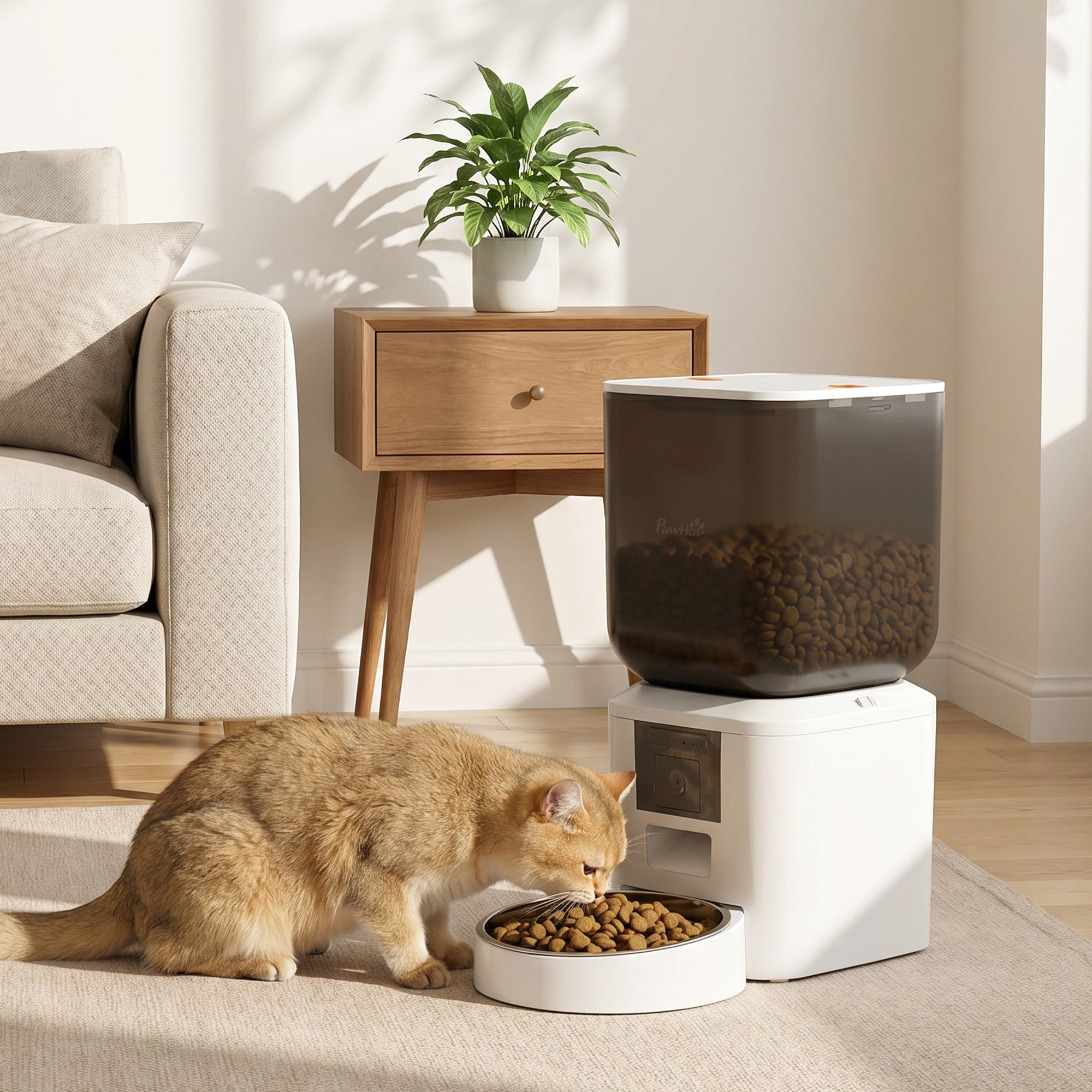 pawhut-distributeur-croquettes-chat-automatique-8l-avec-cam-ra-et-audio image 3