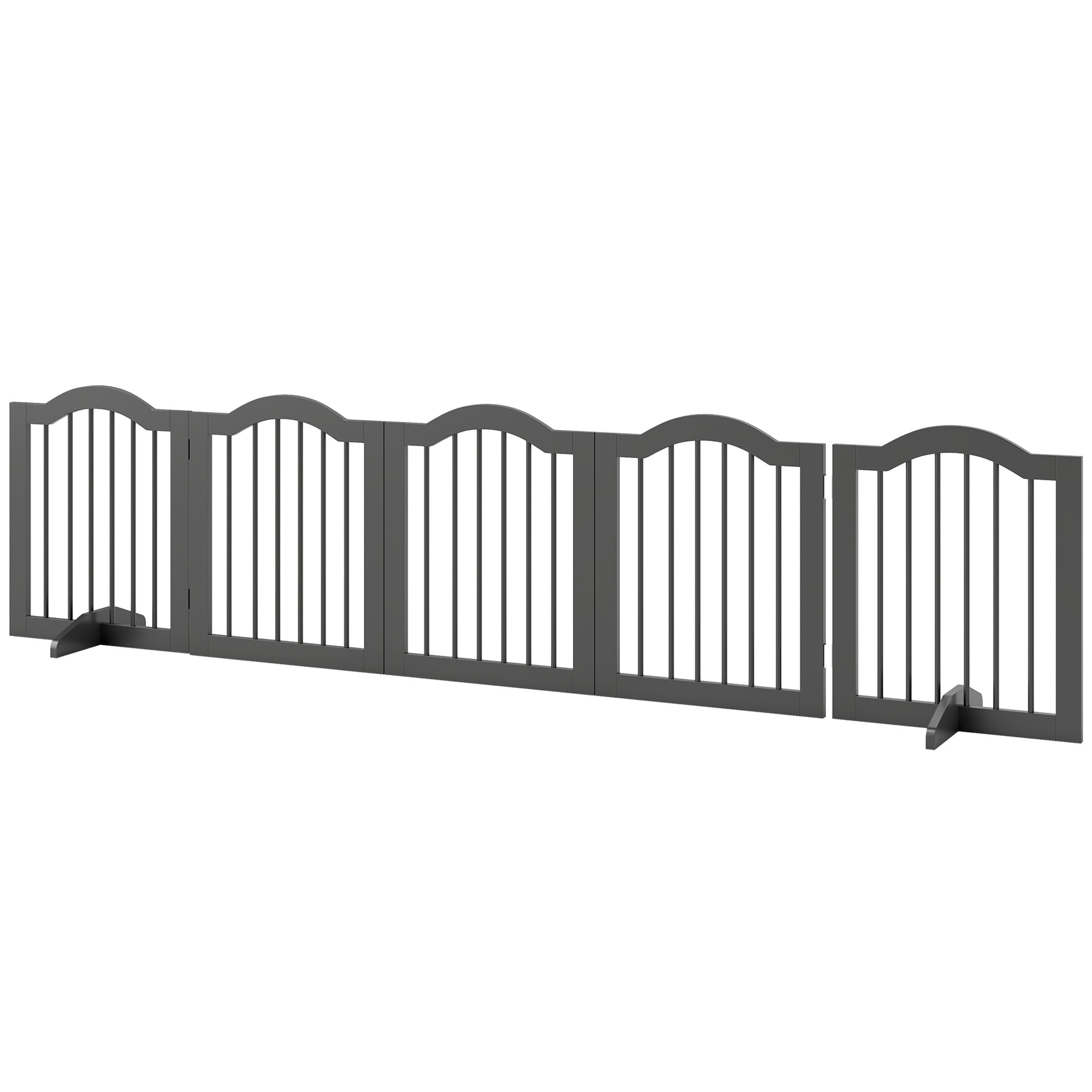 pawhut-barri-re-chien-5-panneaux-bois-pliable-autoportante-261-5-cm-noir image 2