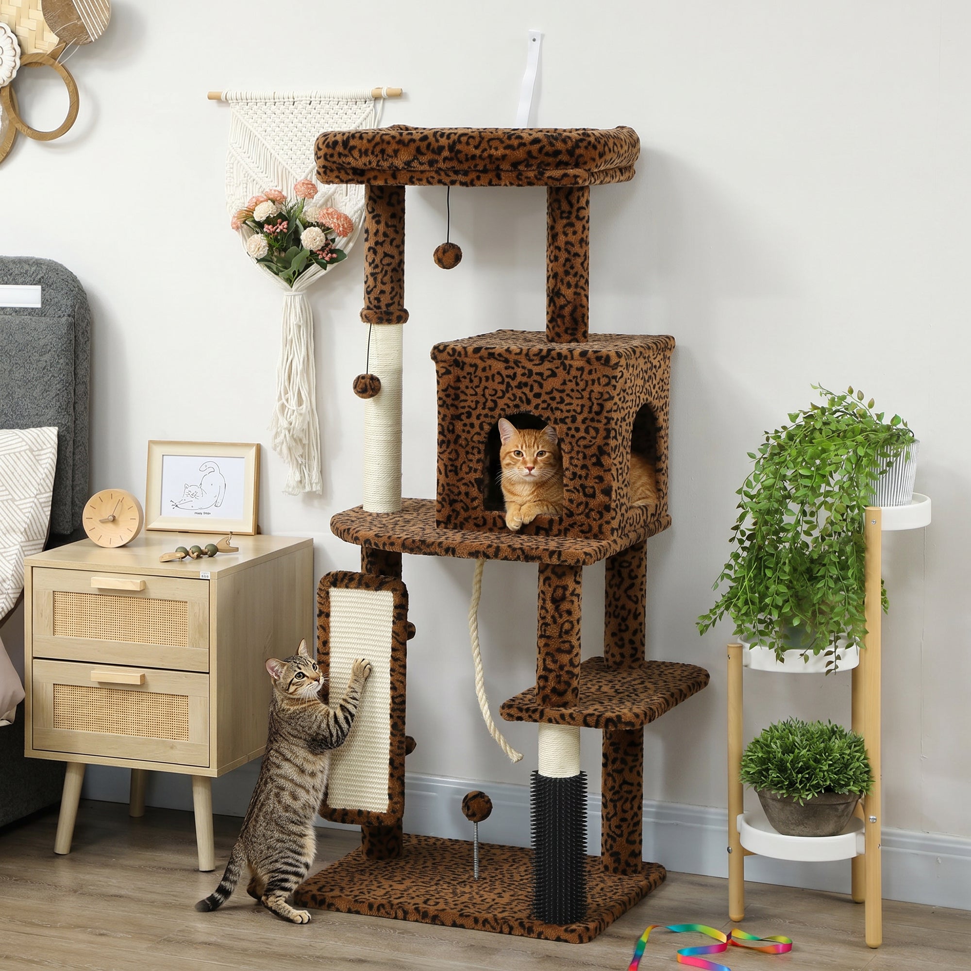 pawhut-arbre-chat-132-cm-pour-grands-chats-avec-griffoirs-niche-et-plateformes-i image 3