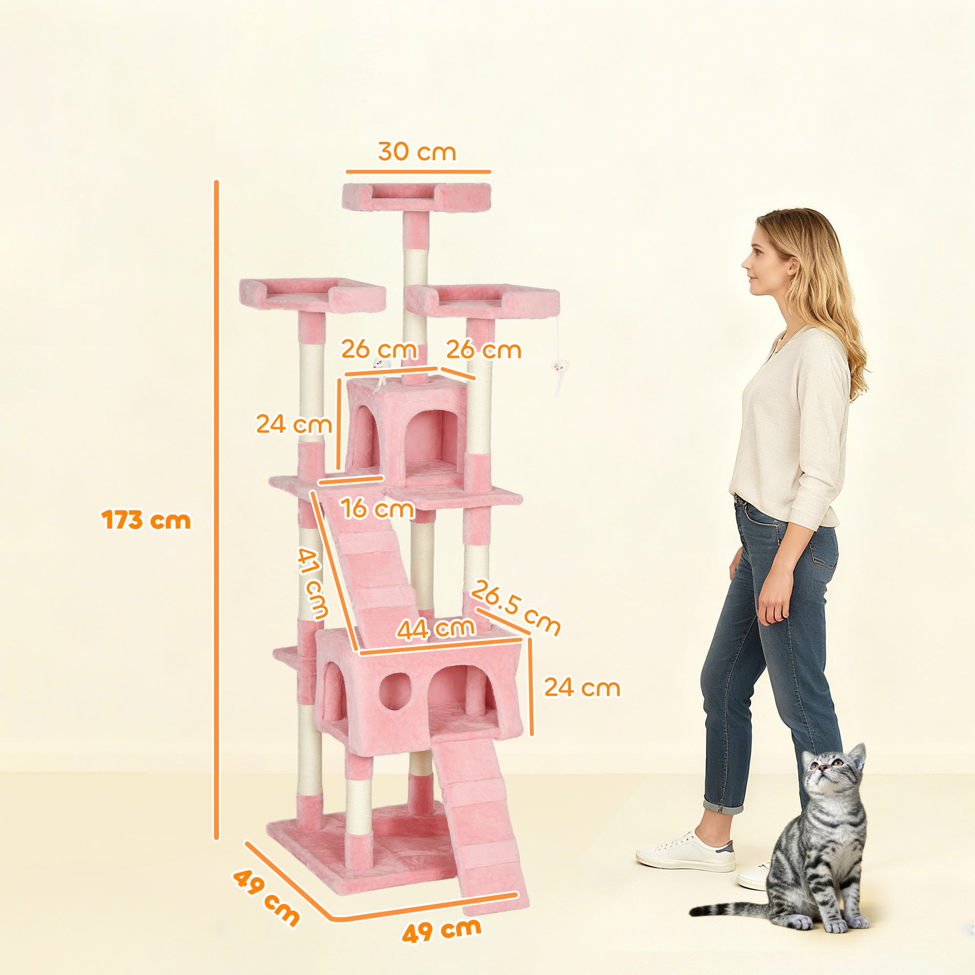 pawhut-tour-de-jeu-pour-chat-multi-niveaux-avec-perchoirs-peluche-et-griffoirs-s image 5