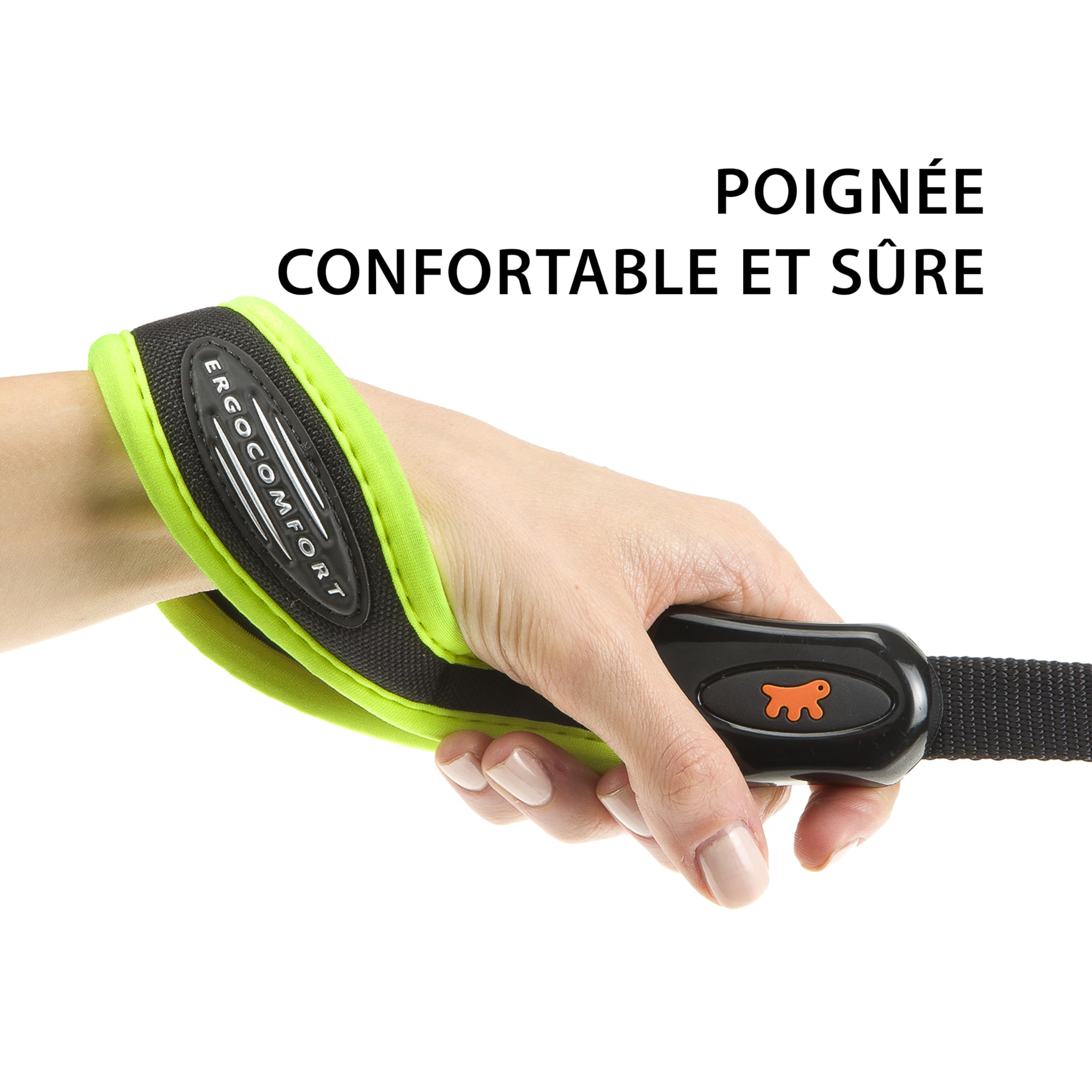 ferplast-ergofluo-laisse-nylon-pour-petit-chien-120-cm-x-15-mm-jaune-poign-e-erg image 3