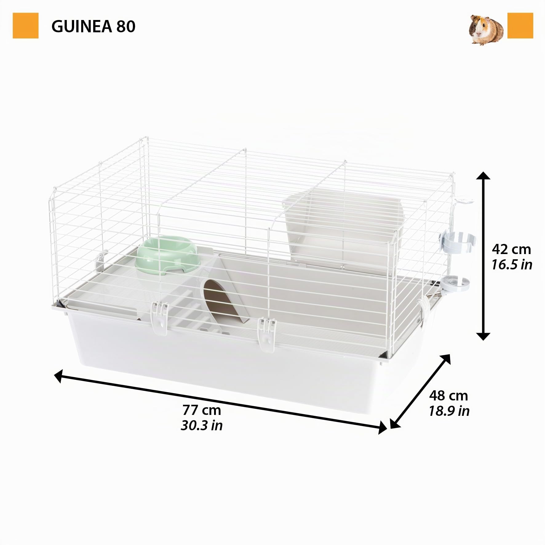 ferplast-cavie-80-cage-pour-cochon-d-inde-77-x-48-x-42-cm-grise-avec-accessoires image 3