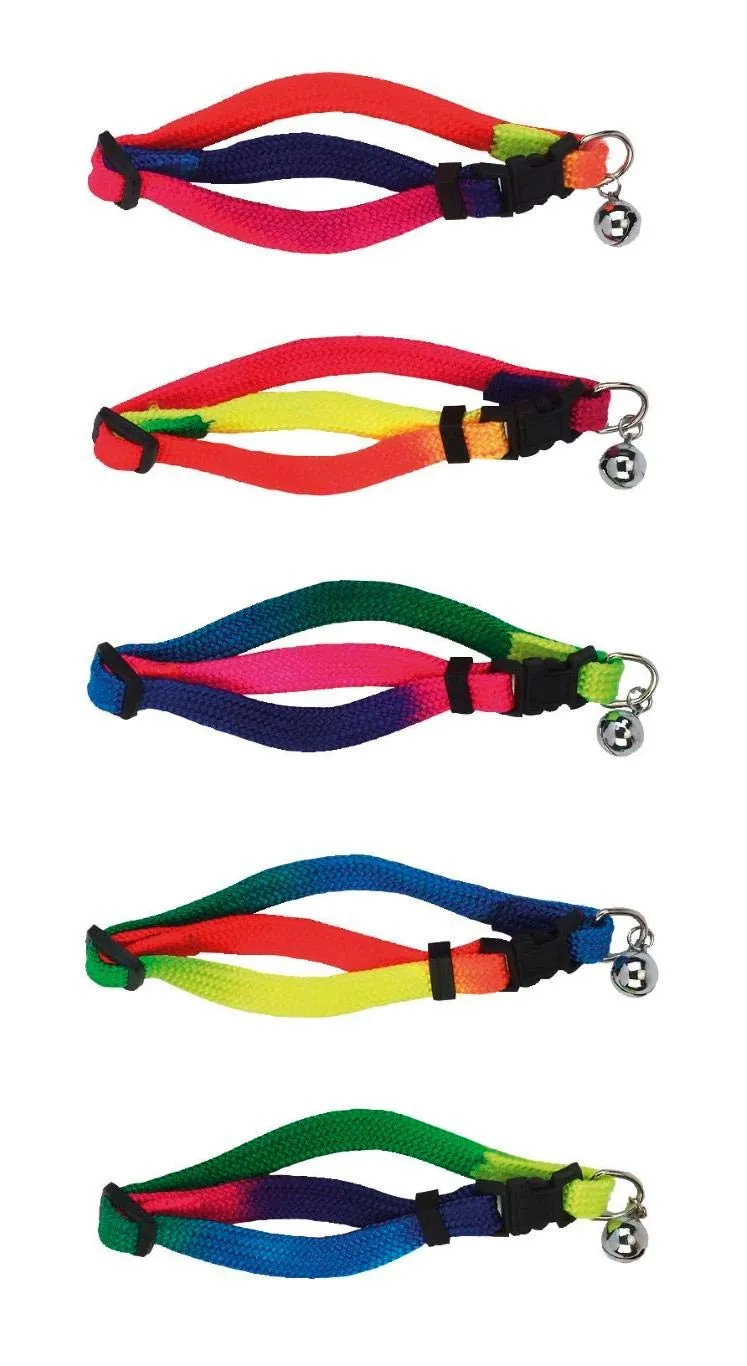 kerbl-pet-collier-pour-chat-rainbow-multicolore-lot-de-3-pcs-avec-clochette image 1