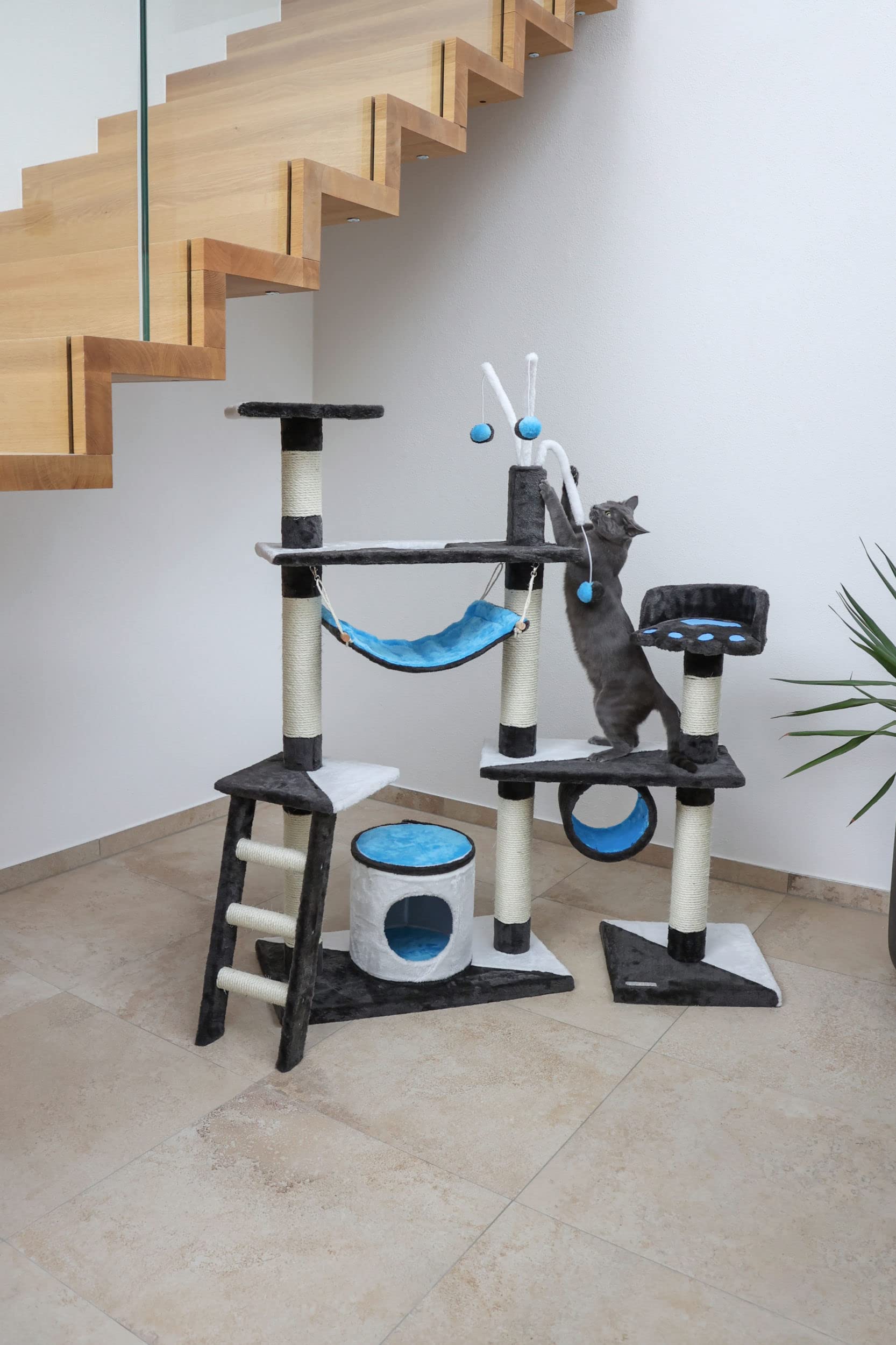 kerbl-arbre-chat-cr-atif-gris-bleu-blanc-150-cm image 3