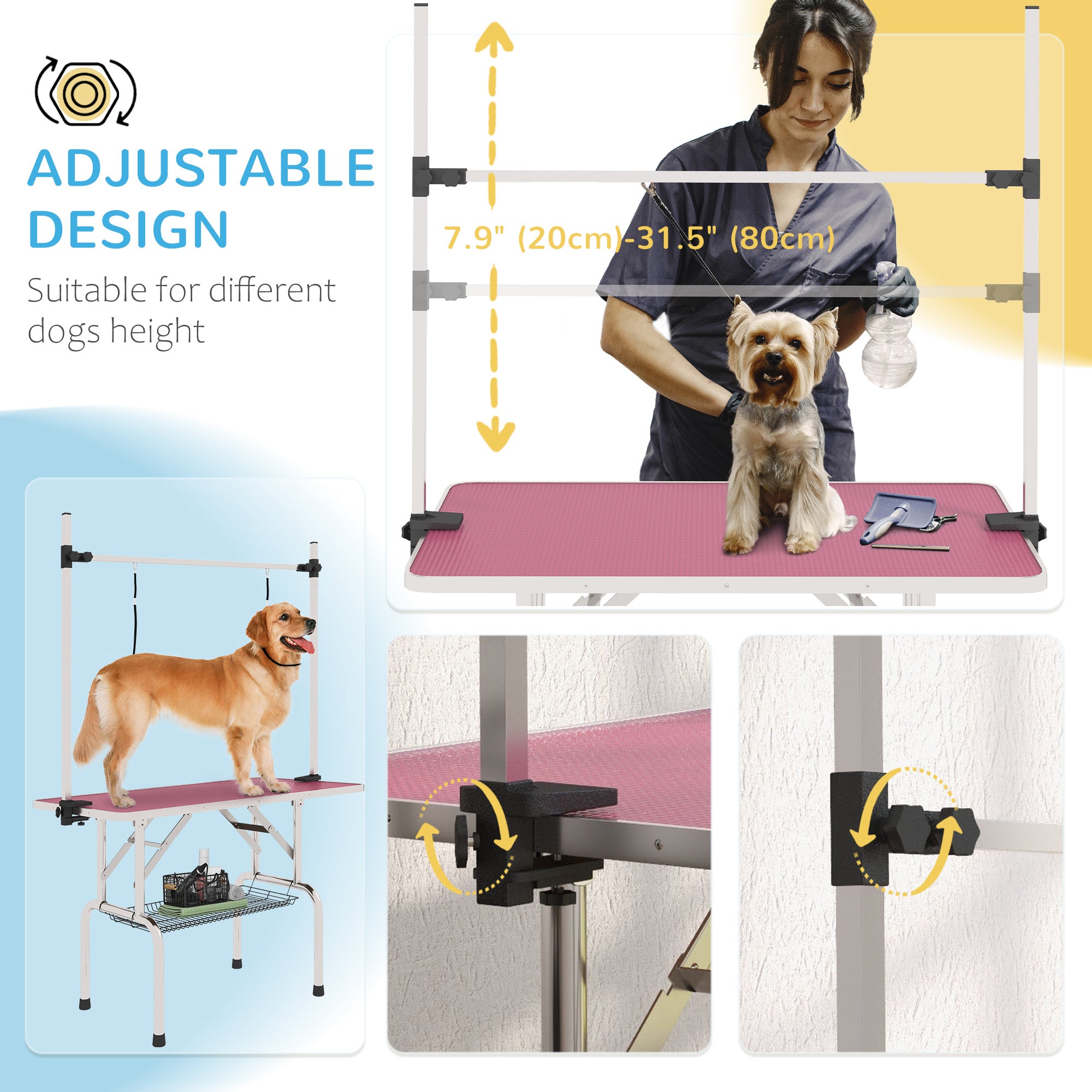 pawhut-table-de-toilettage-pliable-pour-chien-109-cm-bras-r-glable-20-81-cm-2-sa image 6