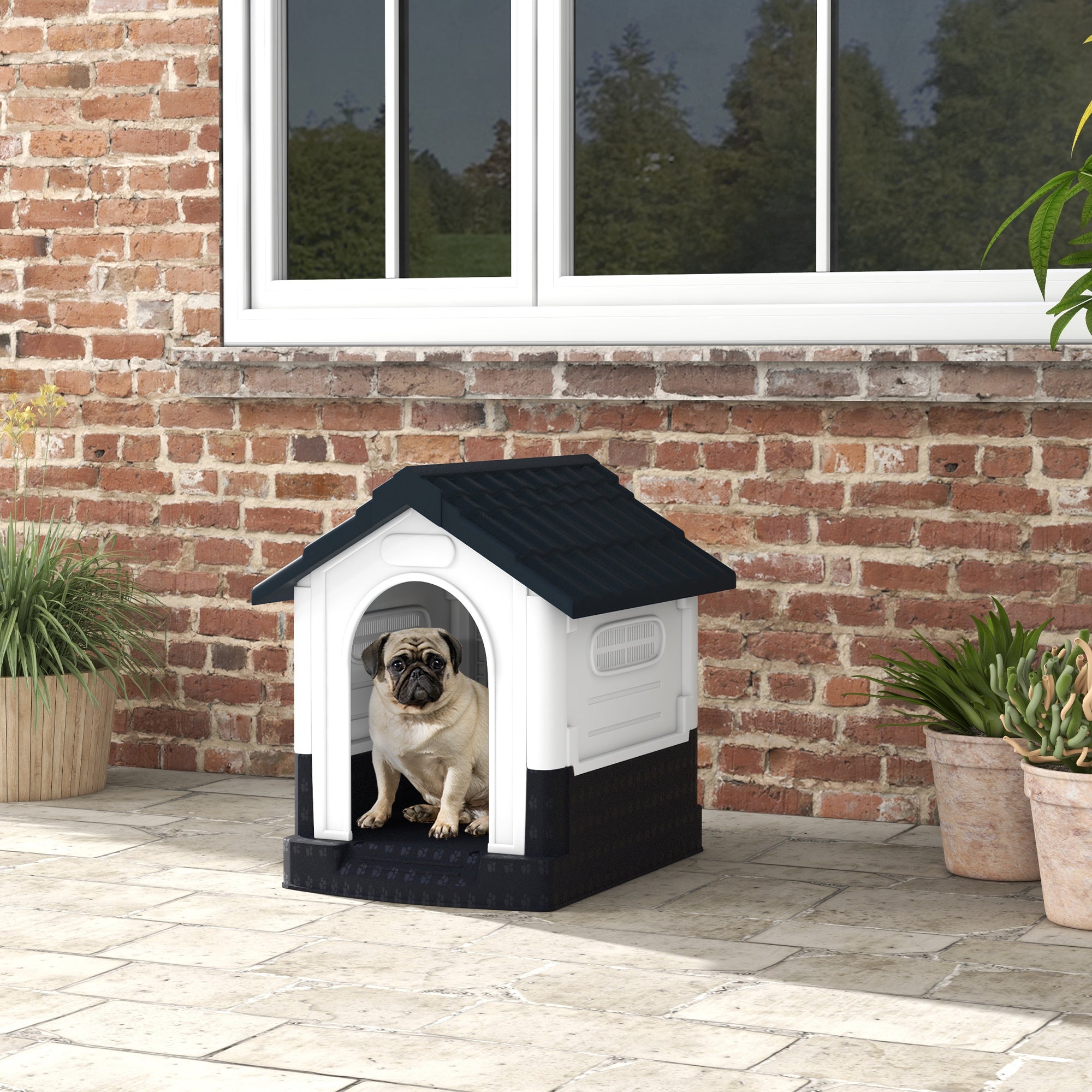 pawhut-niche-plastique-imperm-able-pour-petit-chien-avec-fen-tres-et-base-sur-le image 4
