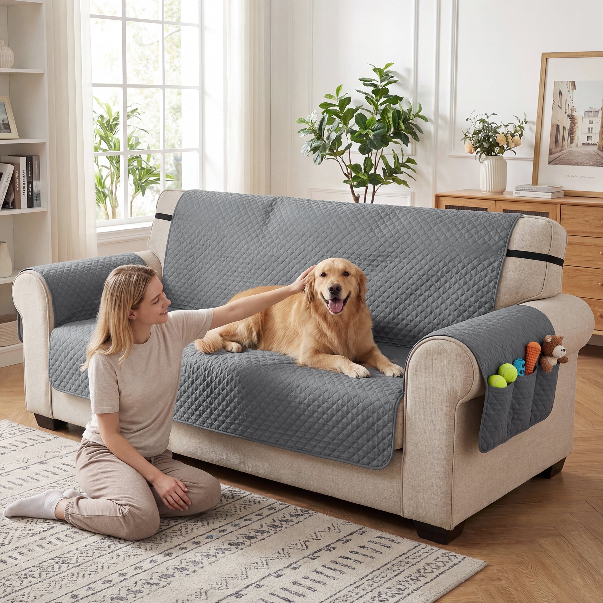 pawhut-housse-canap-3-places-imperm-able-anti-d-rapante-chiens-chats-gris image 4