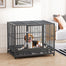 pawhut-cage-chien-heavy-duty-43-roulettes-verrouillables-double-porte-et-bac-amo image 3