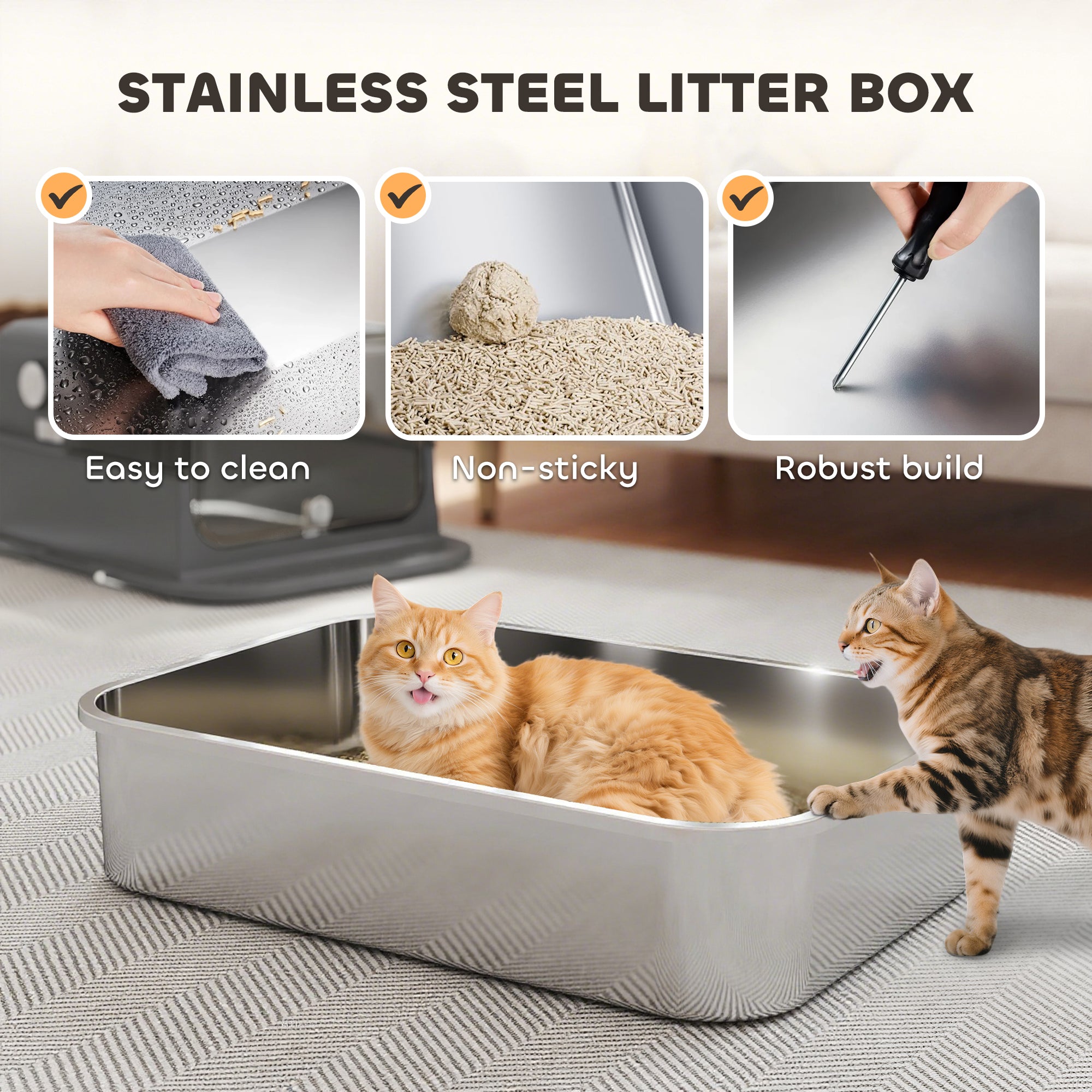 pawhut-bac-liti-re-chat-inox-xxl-ferm-avec-couvercle-70-cm-noir image 6