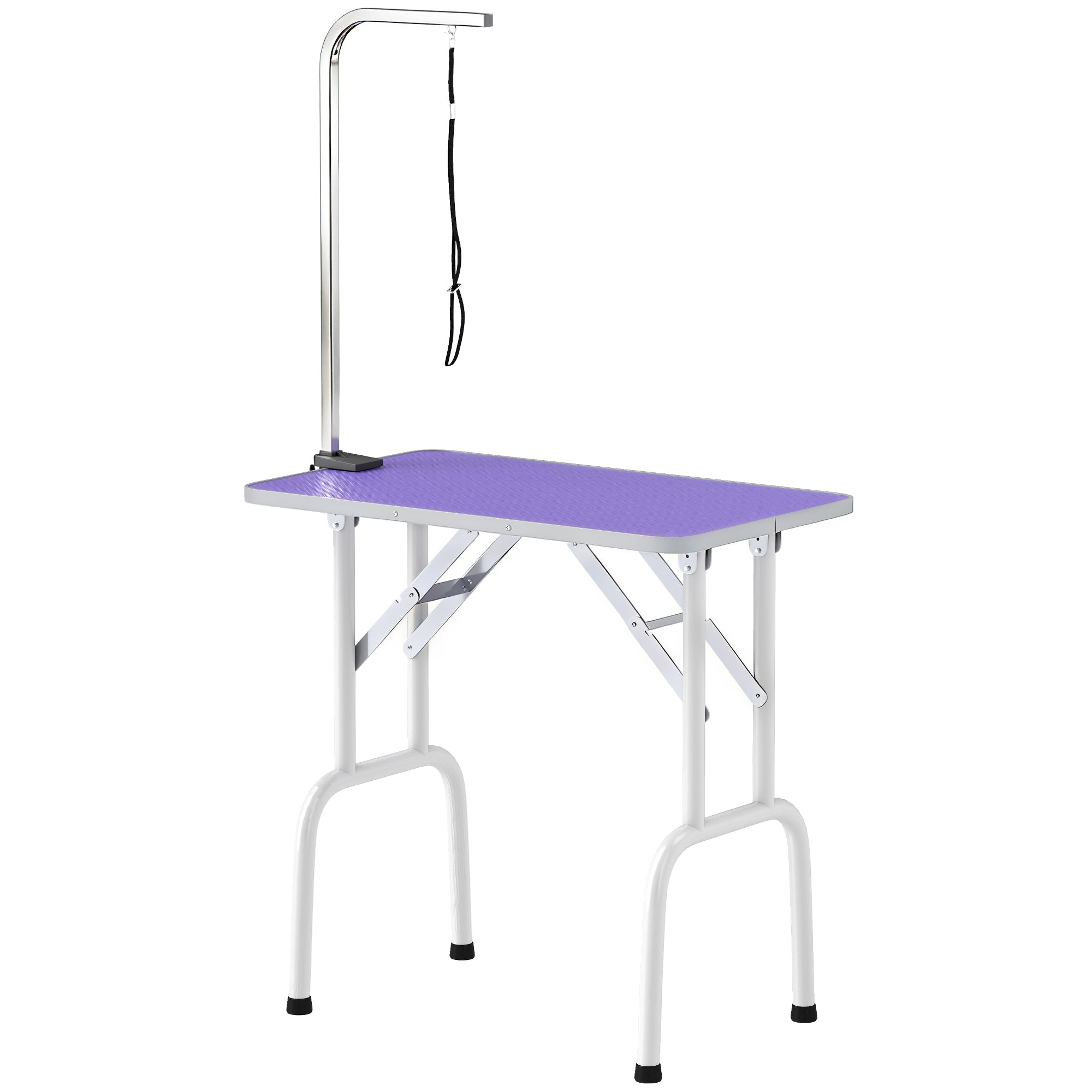 pawhut-table-de-toilettage-pliable-81-cm-avec-bras-r-glable-et-dessus-antid-rapa image 2