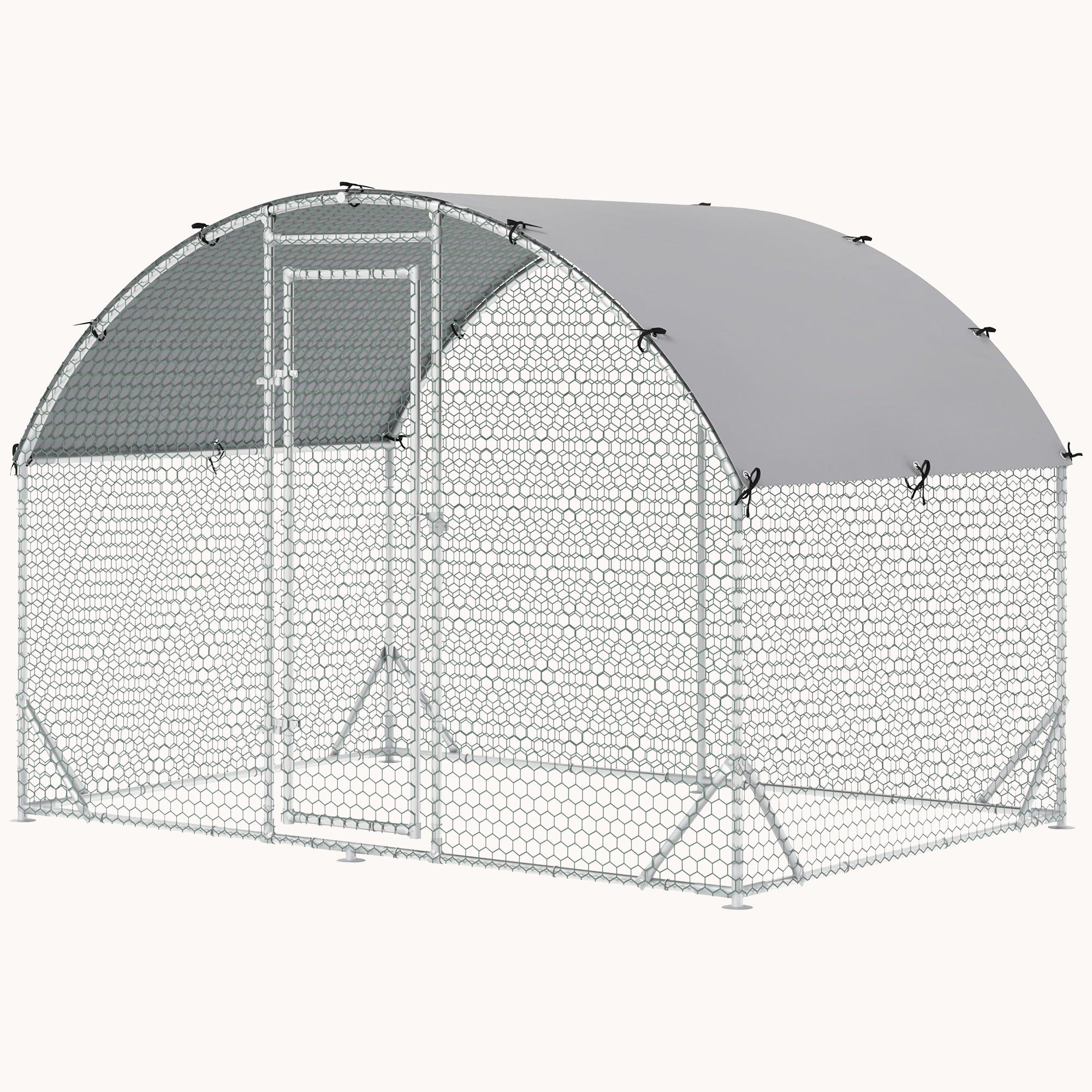 pawhut-poulailler-enclos-m-tal-d-me-9-2-x-6-2-x-6-5-ft-avec-b-che-imperm-able-an image 3