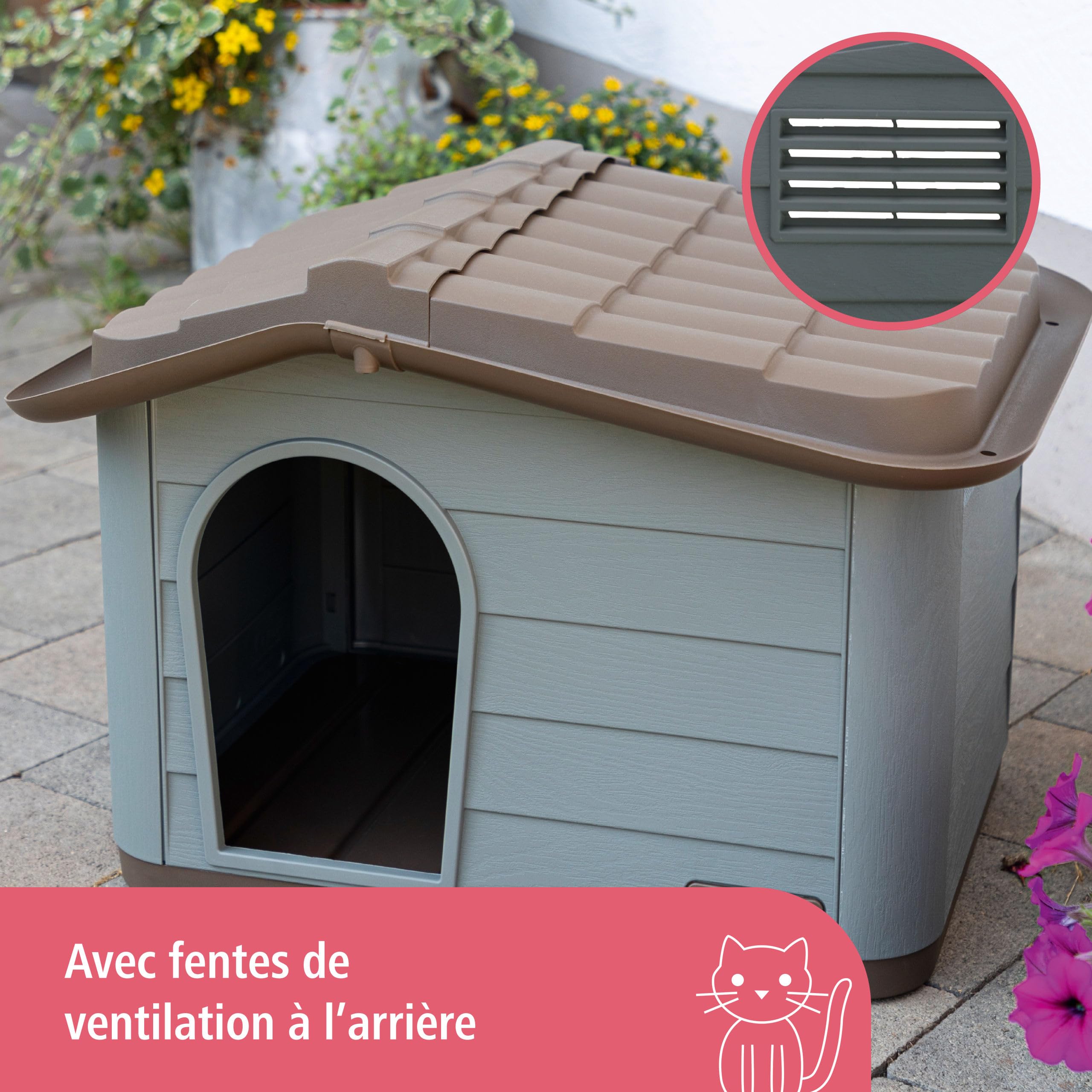kerbl-pet-paola-eco-maison-niche-pour-chat-et-petit-chien-gris-vert-marron-60-x- image 6